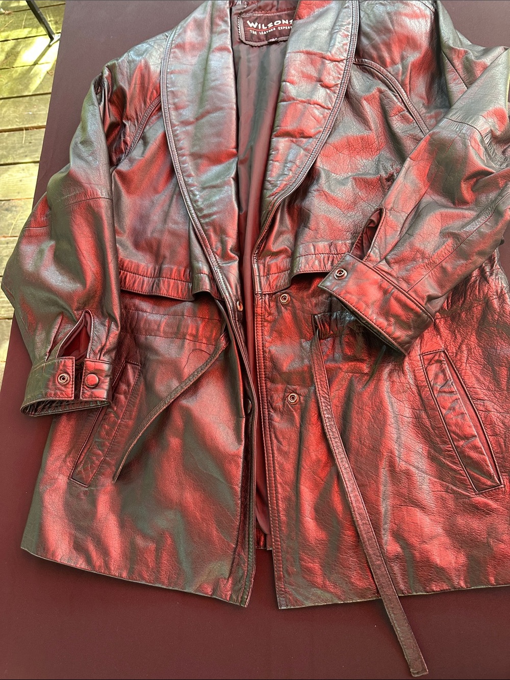 Wilsons Leather Black Leather Trench Jacket